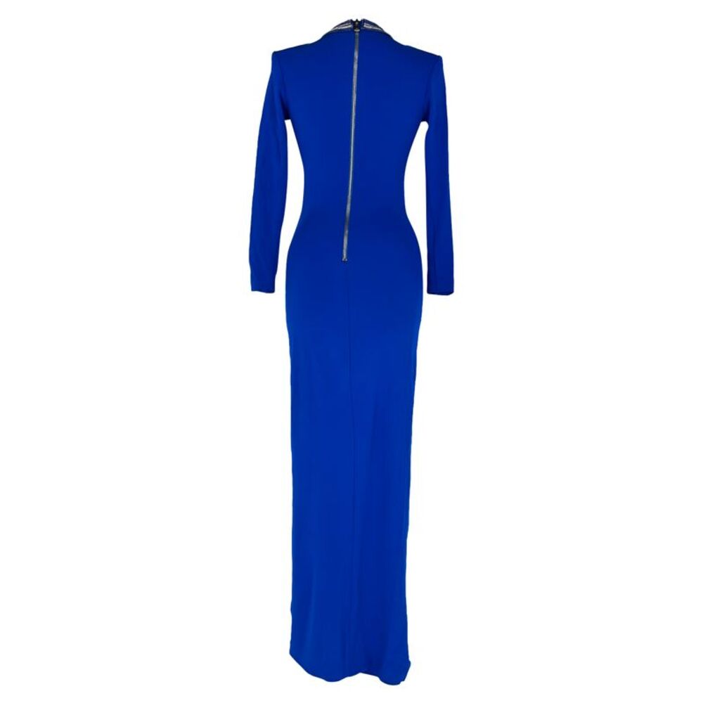 Balmain Crystal-Embellished wrap-Effect Maxi Dress in Blue Viscose - Picture 3 of 9